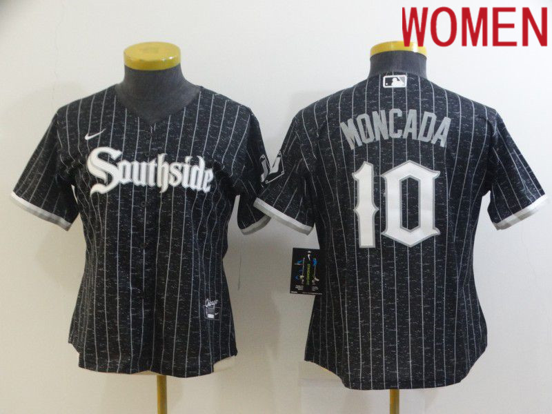 Women Chicago White Sox 10 Moncada City Edition Black Game Nike 2021 MLB Jersey